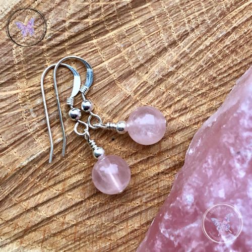 Classical Rose Quartz Silver Earrings